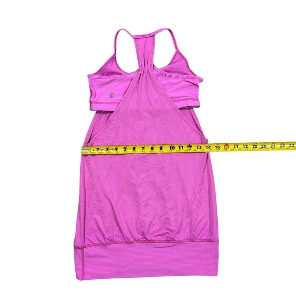 Lululemon Hot Class Racerback Tank Dress Pink Women's 4‎ Built-In Bra Yoga
